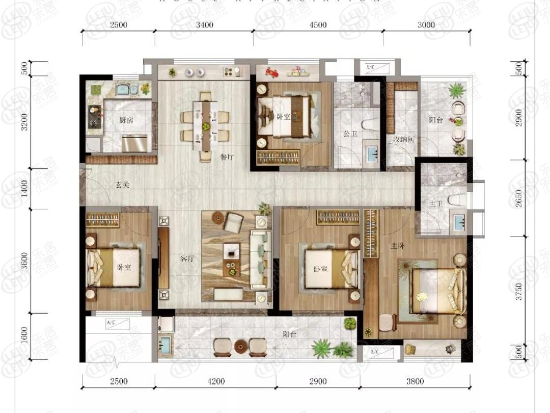 阳江江城保利中央公馆户型解密 户型面积145㎡