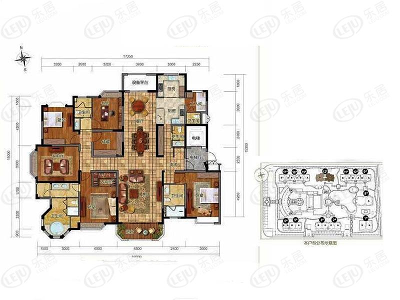 御岛财富公馆户型推荐 户型面积115~285㎡ 起价约30000元/㎡