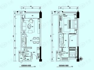 广州国际港航中心一期1栋54㎡两房一厅一卫13户型户型图