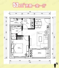 凤凰栖1室1厅1卫户型图