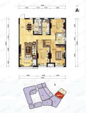 中海国际社区四期HOT 10号楼标准层A3户型 三室两厅两卫户型图