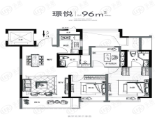 阳光城愉景公馆3室2厅2卫.户型图