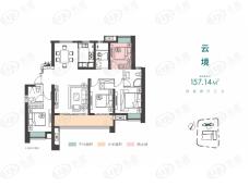 中建梅溪湖中心|宝铂公馆4室2厅3卫户型图