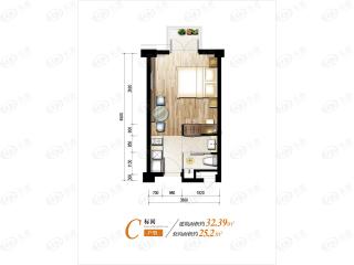 儒俊雅苑国际公寓C户型户型图