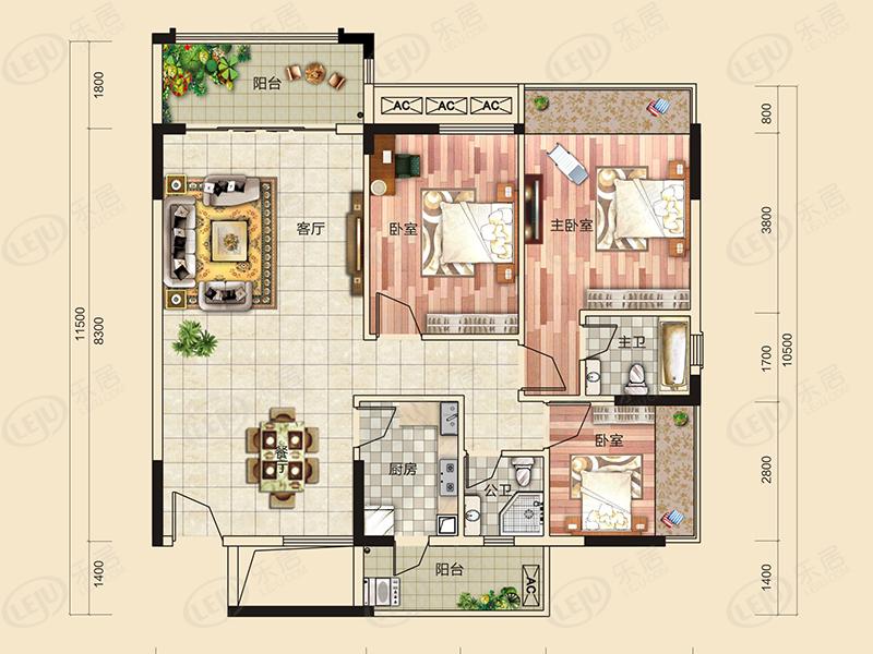 博景湾户型曝光 户型面积88~125㎡ 均价约7300元/㎡