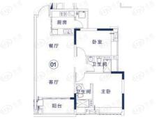 鸿成珠江玥2室2厅2卫户型图