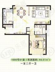 海尚佳园房型: 一房;  面积段: 78 －94 平方米;户型图