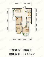 上林沣苑3室2厅2卫户型图