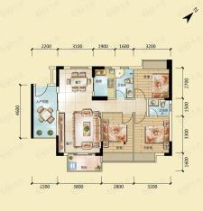 富丽嘉园3室2厅2卫 97.34㎡户型图