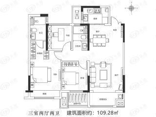 淞江国际花园B2户型户型图