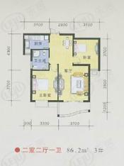 秋涛雅苑房型: 二房;  面积段: 86.2 －106.8 平方米;
户型图