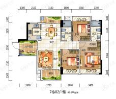 金域华府3室2厅2卫户型图