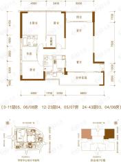 华贸中心华贸铂金府3号楼4房2厅2卫户型图