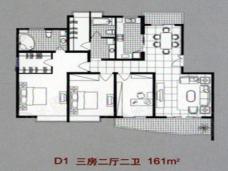 盛世年华房型: 三房;  面积段: 113 －161 平方米;
户型图