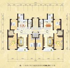 香江东湖印象3室2厅2卫户型图