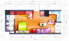 东岸城邦G2户型1室1厅1卫户型图