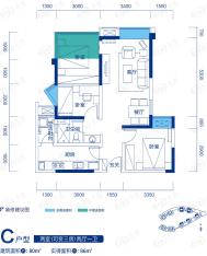 泛悦城市广场2室2厅1卫户型图