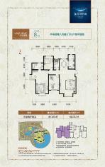 富力津门湖二期售罄 观鹭8号楼三室二厅二卫163平米户型图