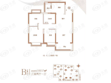 溧阳恒大翡翠湾3室2厅1卫户型图