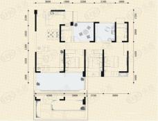 华韵天府观锦一期K户型3室2厅2卫1厨户型图