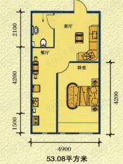祥龙国际大厦房型: 一房;  面积段: 53.08 －54.3 平方米;户型图
