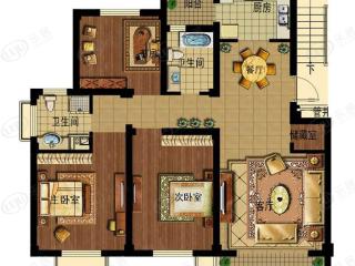 峰景湾公寓A 3室2厅2卫1厨户型图