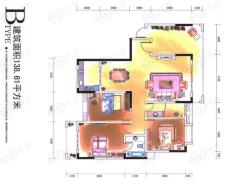 财富名园三室两厅两卫带入户花园户型图