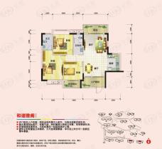 冠信幸福美地3室2厅2卫户型图