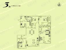 凯德茂名公馆3号楼 3-21F 01单元 4室2厅4卫户型图