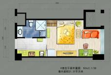 蓝岸live科技青年街区1室1厅1卫户型图