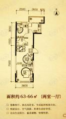 东逸美郡2室1厅1卫户型图