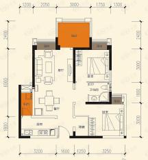 合能四季康城2室2厅1卫户型图