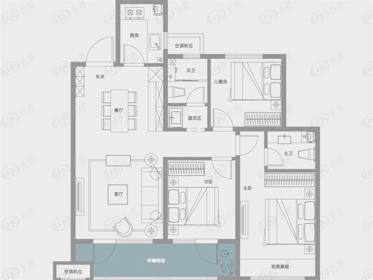 即墨中梁·拾光漫城户型图公布 建面为102 ㎡