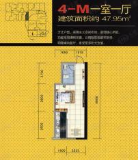 海璟国际在售4-M户型 一室一厅户型图
