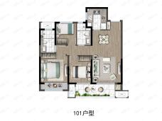 湖畔春晓花园3室2厅2卫户型图