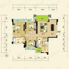 丰尚时代广场熙龙湾龙湾A-01户型3室2厅1卫1厨 118.98㎡户型图