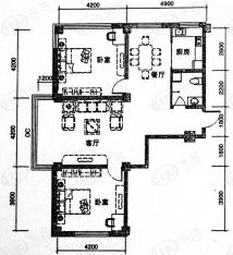 龙湾会馆2室2厅1卫户型图