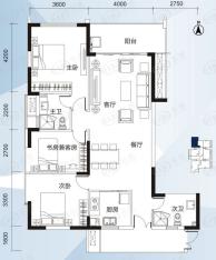 阳光100后海3室2厅2卫户型图