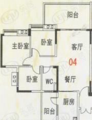 华南碧桂园十年华南组团T6型8号楼4、8、12、16层04户型户型图