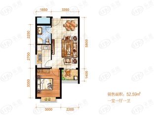 武强泰华广场1居户型户型图