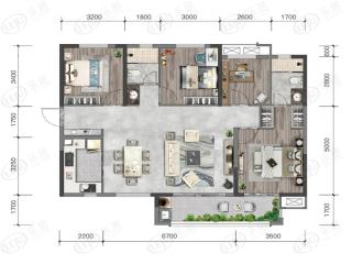 百世云境125㎡四室两厅两卫户型户型图