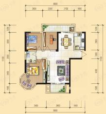 翡翠华庭2室2厅1卫户型图