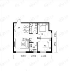 宏缘50号公馆2室2厅1卫户型图