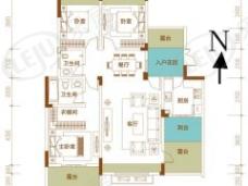 磐石圣缇亚纳7-10楼4F洋房D户型 3室2厅2卫 套内约126.46平米户型图