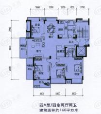 名城·左邻右舍房型: 四房;  面积段: 160 －160 平方米;户型图