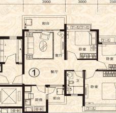 恒大城3室2厅1卫户型图