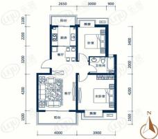 颐和城3/4/5号楼 二室二厅一卫户型图