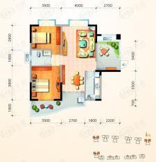 天骄福邸3/4/8号栋C户型 两室两厅一卫户型图