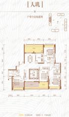 榕江天御4栋B型天玑四房两厅三卫空间构想户型户型图
