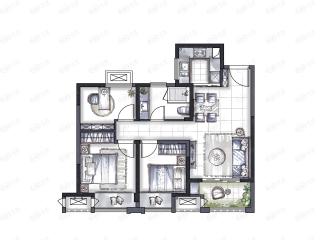 大华锦绣前城5#标准层东边02室B3户型户型图